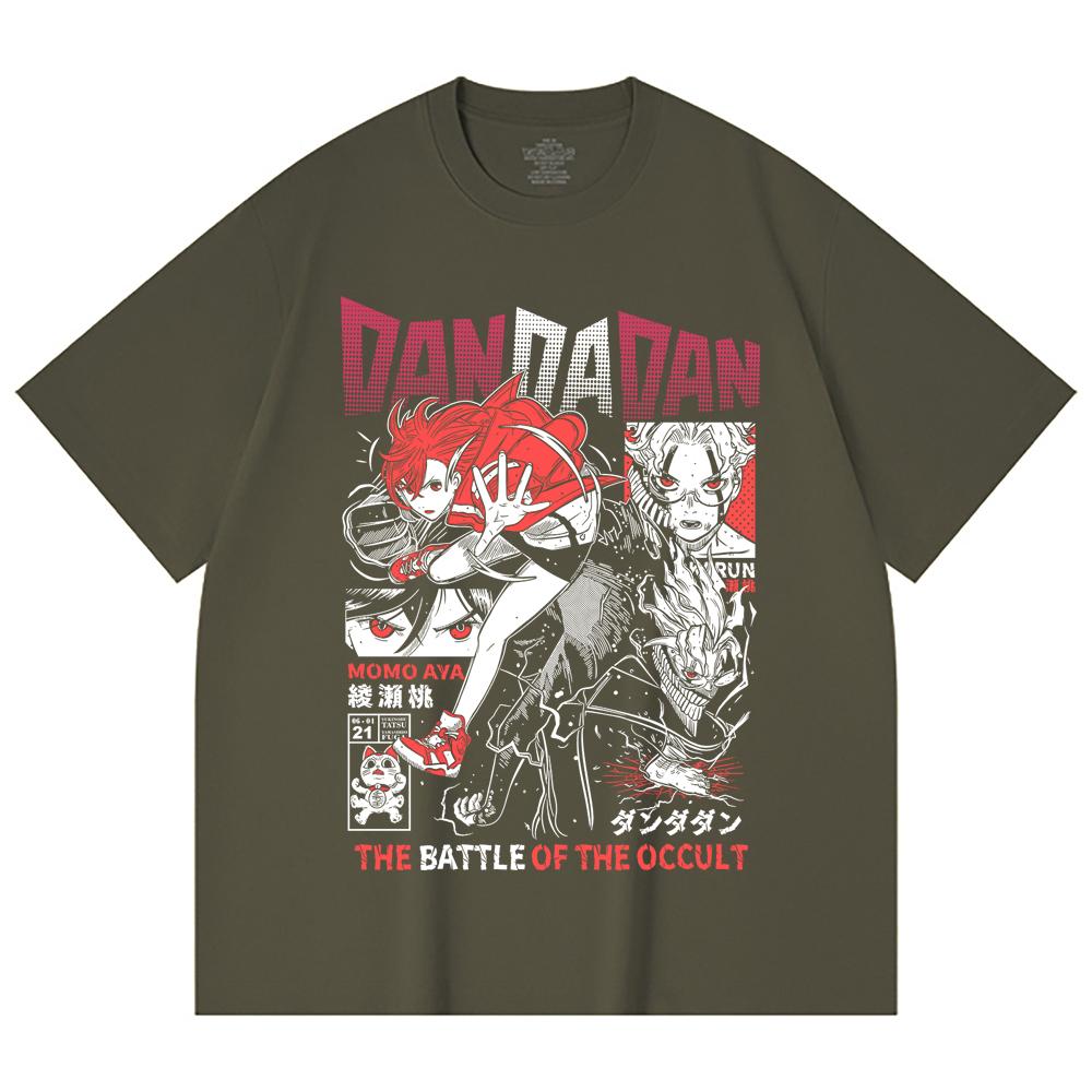 230 Gsm 100% Cotton DanDaDan V4 Occult Battle Print Unisex Heavy Cotton T Shirt