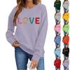 Valentinsdagströjor för kvinnor Kärlekshjärta Grafisk Pullover Rundhalsad Långärmad Topp Valentinsdagströja
