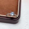 Sterling Silver S925 Aquamarine Bull Head Necklace, Earrings & Open Ring Set