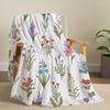 Retro Butterfly Flowers Printed Blanket for Sofa Bed Travel Camping Living Room Office Conditioning Blanket