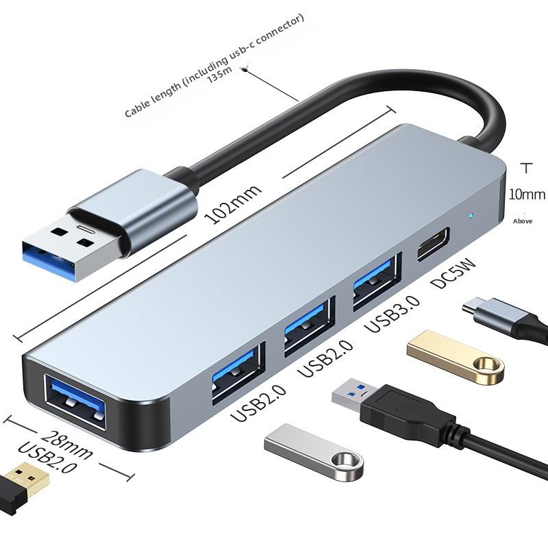 Adaptor Hub USB 3.0 la Tip C pentru Laptop MacBook Extinde 4 Porturi Transfer de Date de Mare Viteză Splitter