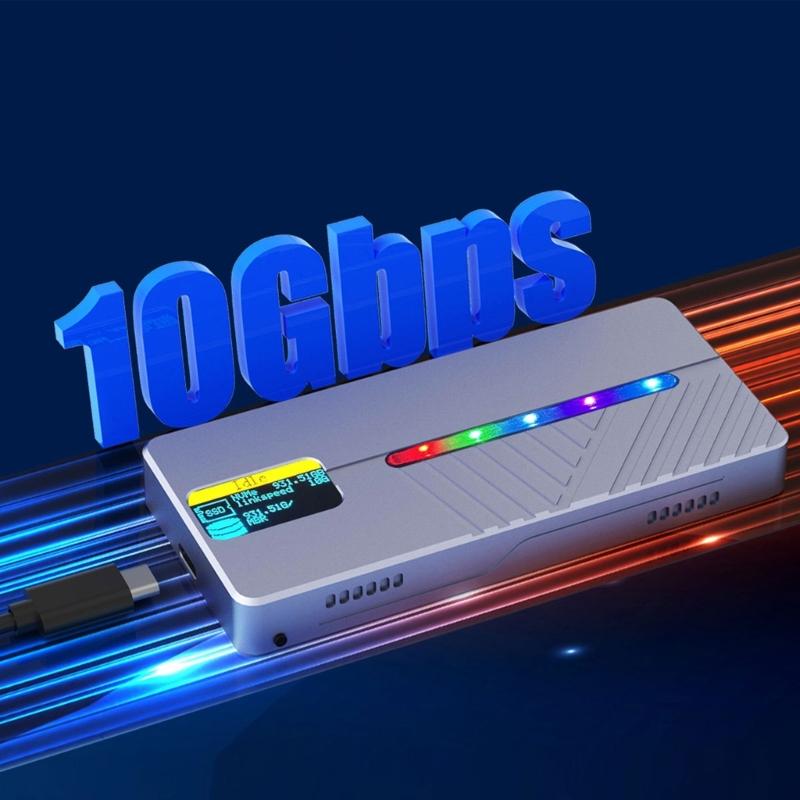 Корпус для твердотельного накопителя Intelligent Display M.2 NVMe/SATA с поддержкой USB3.2 10 Гбит/с и корпусом из алюминиевого сплава на 4 ТБ