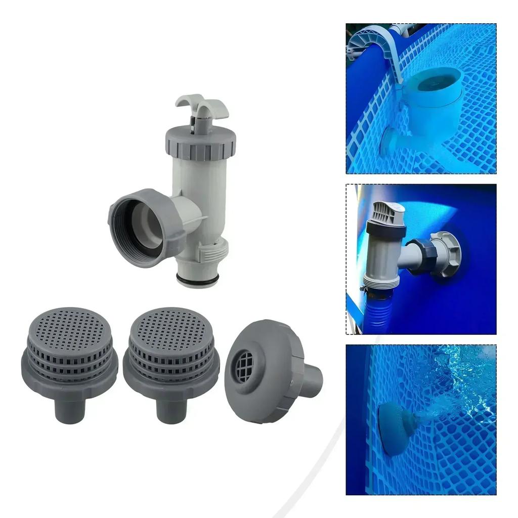 Pool Inlet Nozzle Replacement Kit Pool Maintenance Easy Installation Filter Connectors 1.25 Inch For Intex Above Ground Pool