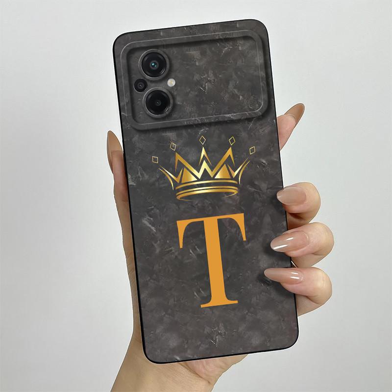 For Xiaomi Poco M5 Case Xiaomi Poco M4 5G Phone Case POCO M5 M5S M4 Crown Letters Camera Protection Square Liquid Silicone Cover