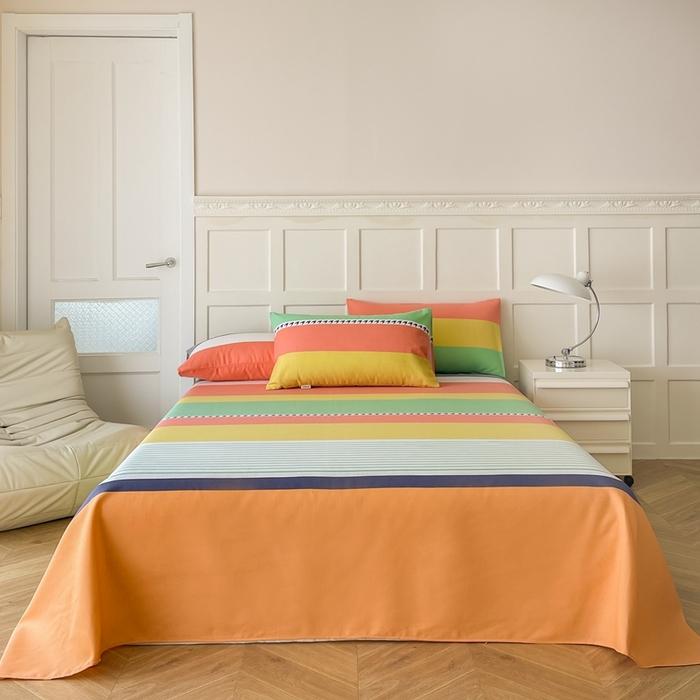 Checkered Pattern Bed Sheet Set Cotton Bed Sheets with Pillowcases Thickened Extra Soft Bedding Set Skin-friendly Breathable