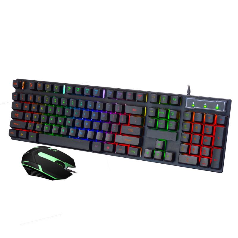 2024 New Luminous Rainbow Backlit Keyboard & Mouse Set with Mechanical Feel