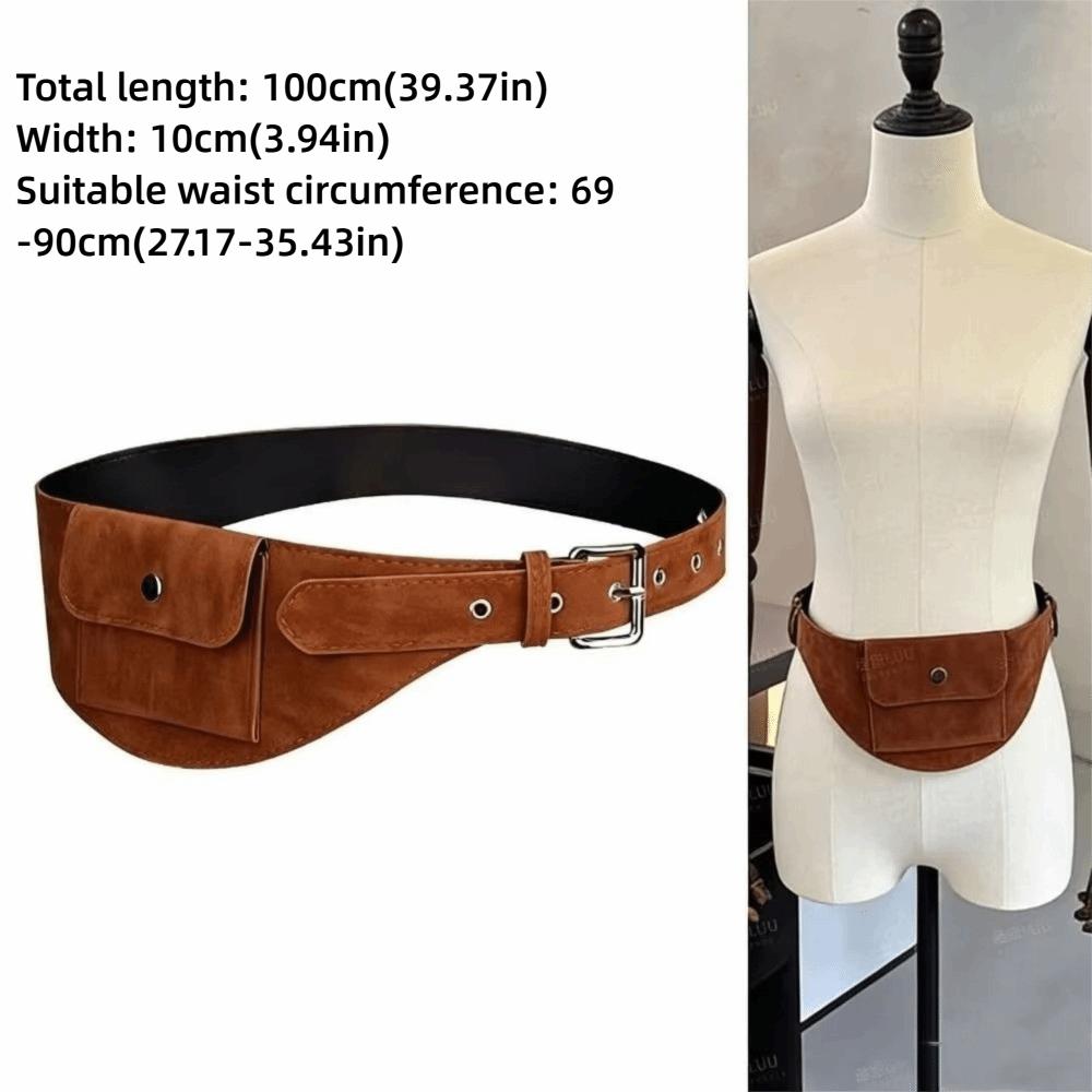 Versatile Portable Waist Bag Faux Suede Leather Strap Belt Bag Pin Buckle Adjustable Width Waistband Belt for Women