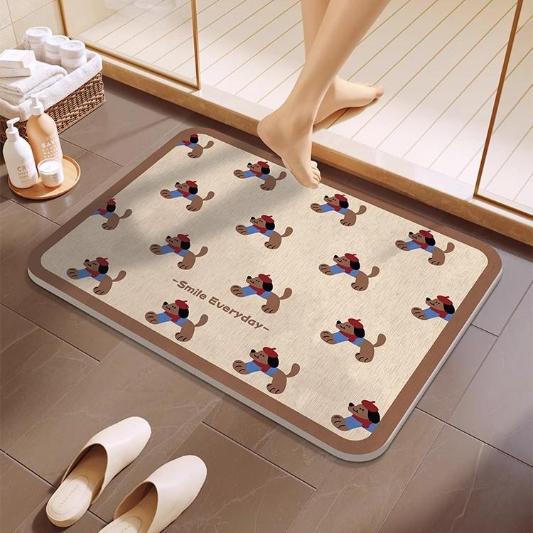 Cartoon hard diatom mud floor mat bathroom suction board non-slip quick-drying mat toilet door toilet floor mat foot mat