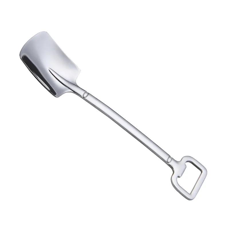 1Pc Spade Spoon Stainless Steel Creative Retro Dessert Spoon Watermelon Square Shovel Ice Cream Heart Shape Spoon Bottle Opener
