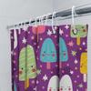 Cute Cartoon Popsicle Print Shower Curtain For Bathroom Decor 3D Printed Waterproof Fabric Bath Mat In Purple