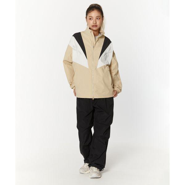 Reebok Twin Vector Color Block Stand Collar Windbreaker Comfortable Breathable Full Zip Jacket Unisex Jacket Beige REJU4EJ39I2