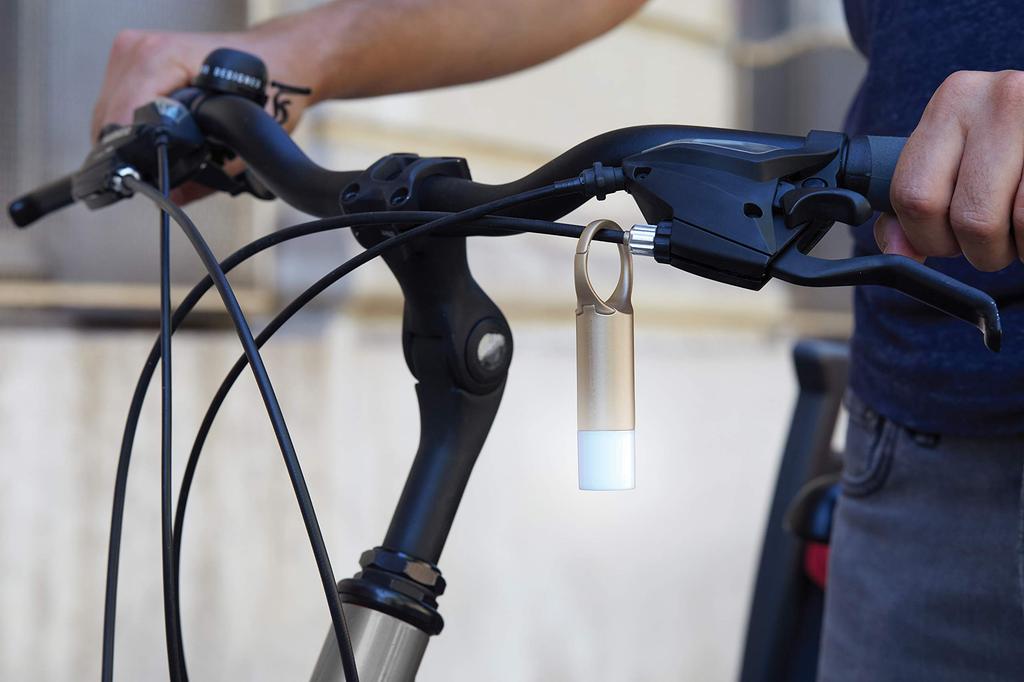 Lexon Nomady Flash LED Warning Light with Gold Carabiner -