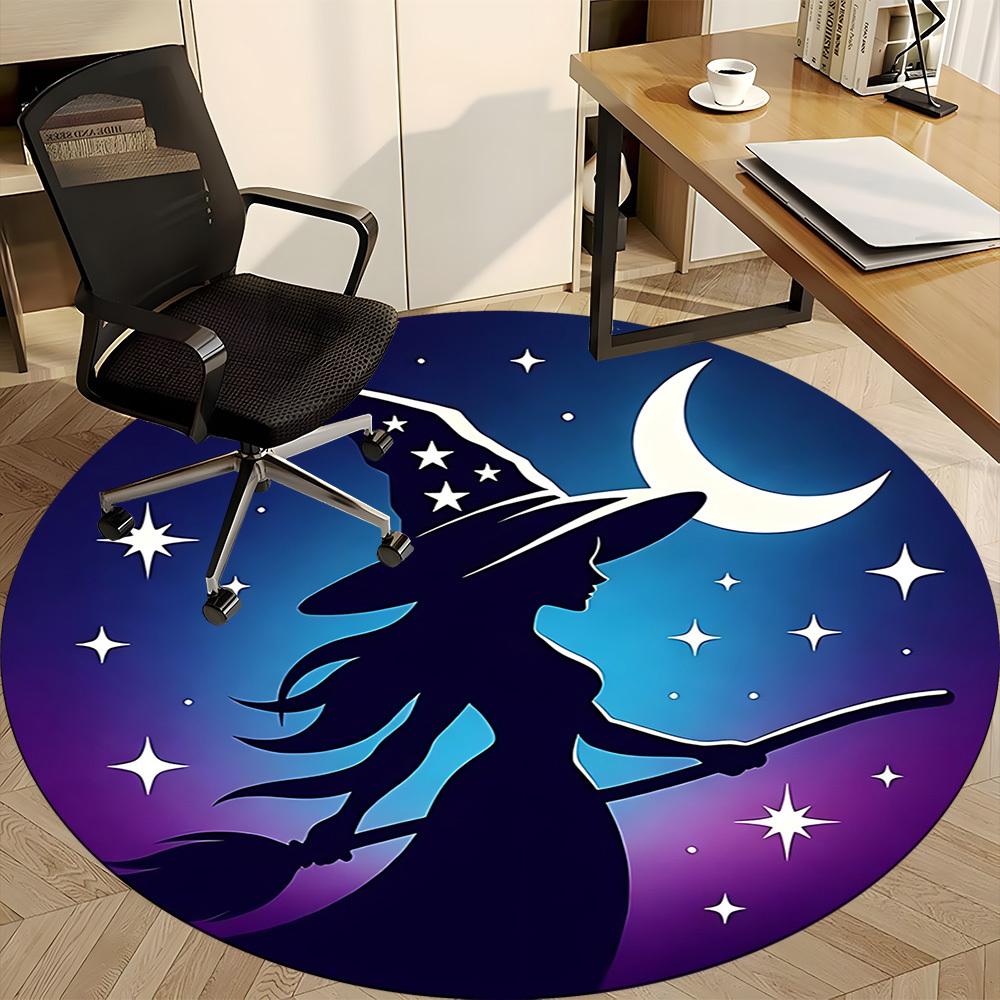 1pc Witch Moon Office Round Area Rug, Indoor Mat Suitable ForOffice, Under Office Chairs Bedroom Living Room Home Decor T160