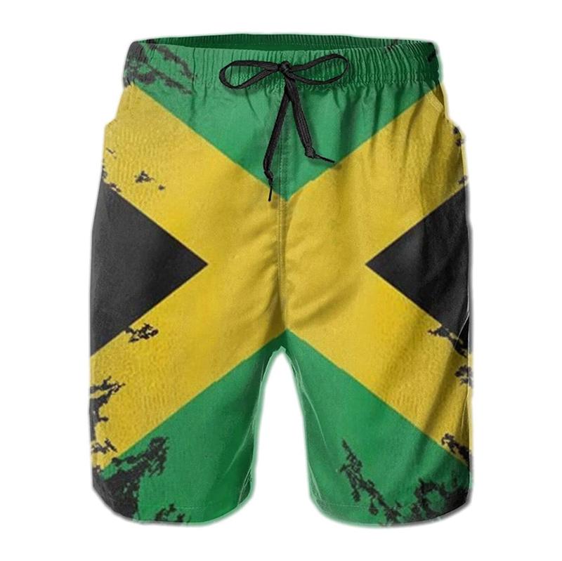 Costume da bagno da uomo con stampa 3D della bandiera giamaicana Moda Estiva Pantaloncini da Surf da Spiaggia Giamaica Asciugatura Rapida Sport Palestra Pantaloncini Corti