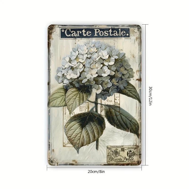 Retro Hydrangea Tin Sign 8x12 Inch Metal Wall Art for Home Cafe Bar