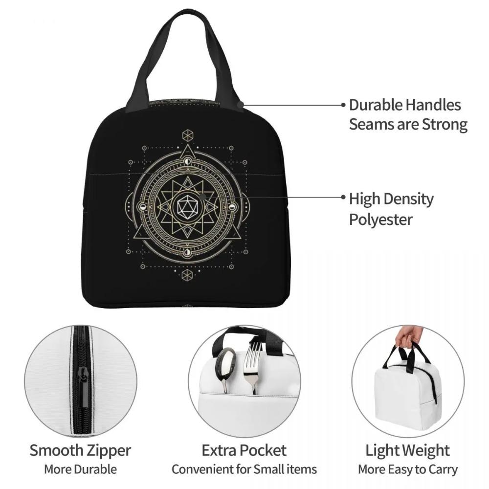Polyhedral Dice Sacred Symbol Of The Occulti Insulated Lunch Bag for Women Office Cooler Thermal Food Box Tote Portable