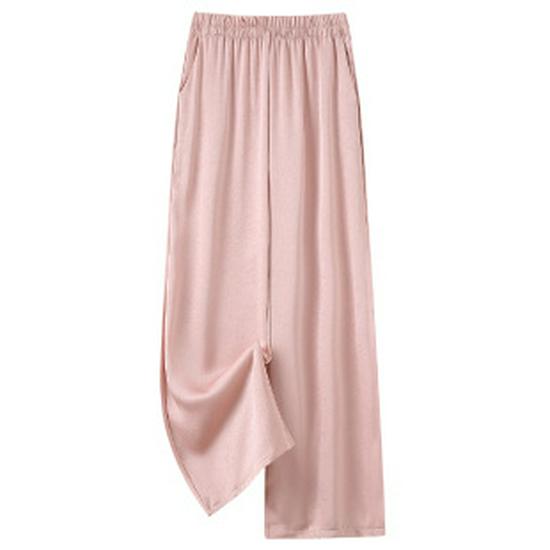 

High-Waisted Wide-Leg Drape Pants for Women - Spring/Autumn, Mid-Age/Elderly, Loose Casual Fit 2XL розовый