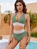 New European and American swimsuit premium sexy deep V high waist bikini split swimsuit explosion
