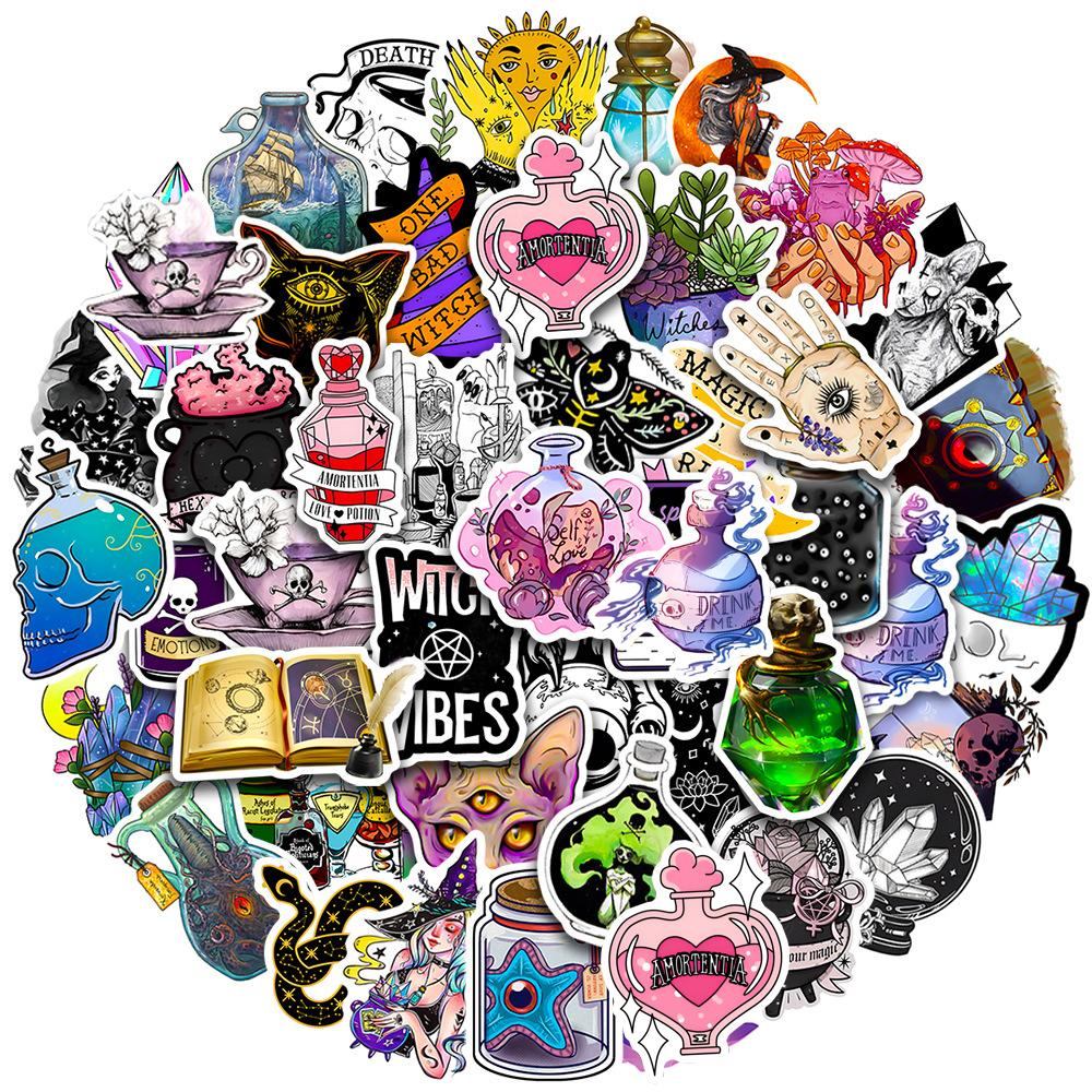 10 30 50Pcs Cool Art Gothic Magic Apothecary Witch Crystal Stickers Skateboard Motorcycle Car Laptop Funny Sticker Decal Kid Toy