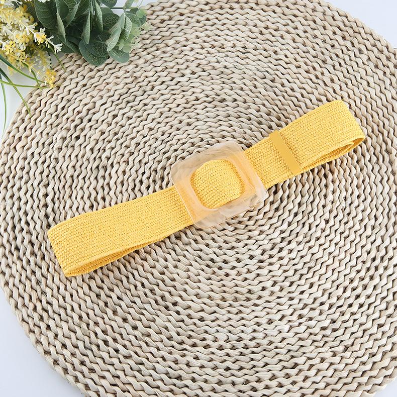 

Trendy Slimming Single Loop Waist Belt With Large Square Buckle And Woven Design жовтий