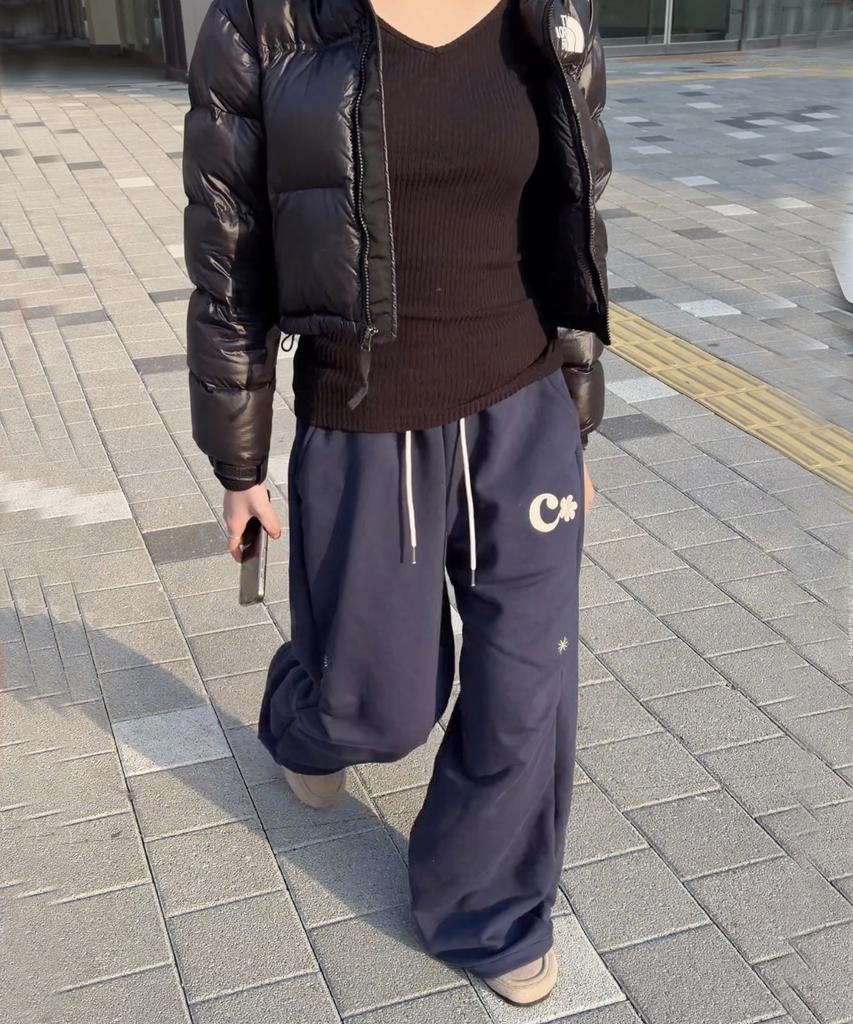 Ebeulisi Pintuck Patchwork Sweatpants (Navy)