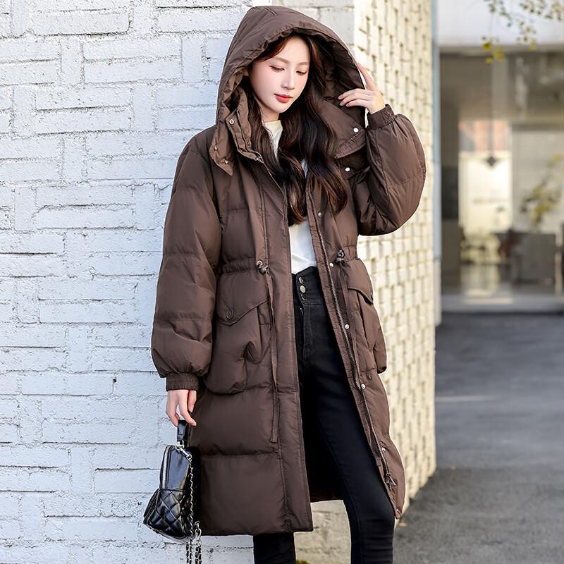 Fengmao Women's Hooded Mid-Length Down Jacket