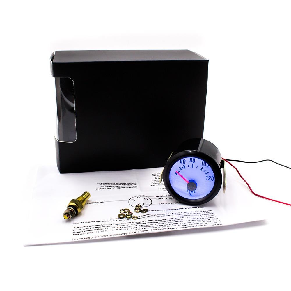 AD Black Shell White Backlight Car Water Temperature Gauge 52mm Temp Meter 40-120 Celsius With Water Temperature Sensor 10mm