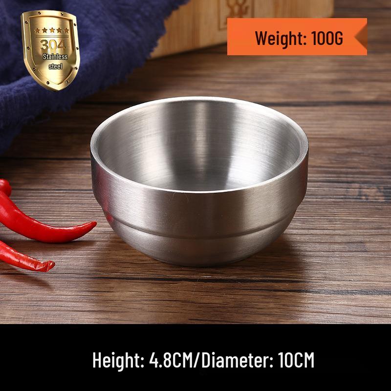 Golden Double-Layer Korean Cuisine Bowl - 304 Stainless Steel, Ideal for Rice, Soup, Kimchi, and Cold Noodles.