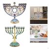 6.5 Inch High Enamel Menorah Painted In Enamels Jewish Bejeweled European Style Retro Candlesticks