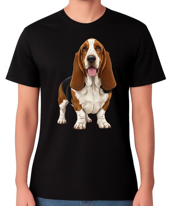 Cute Basset Hound Dog Illustration T-Shirt Hound Pet Lover Gift Unisex Tee S разноцветный