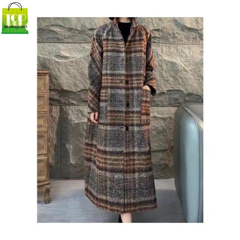 

2026 Autumn/Winter Plaid Lapel Coat: Mature & Stylish Women s Street Style Fashion L