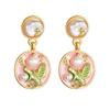 Monet's Garden Medieval Pearl Enamel Earrings for Women