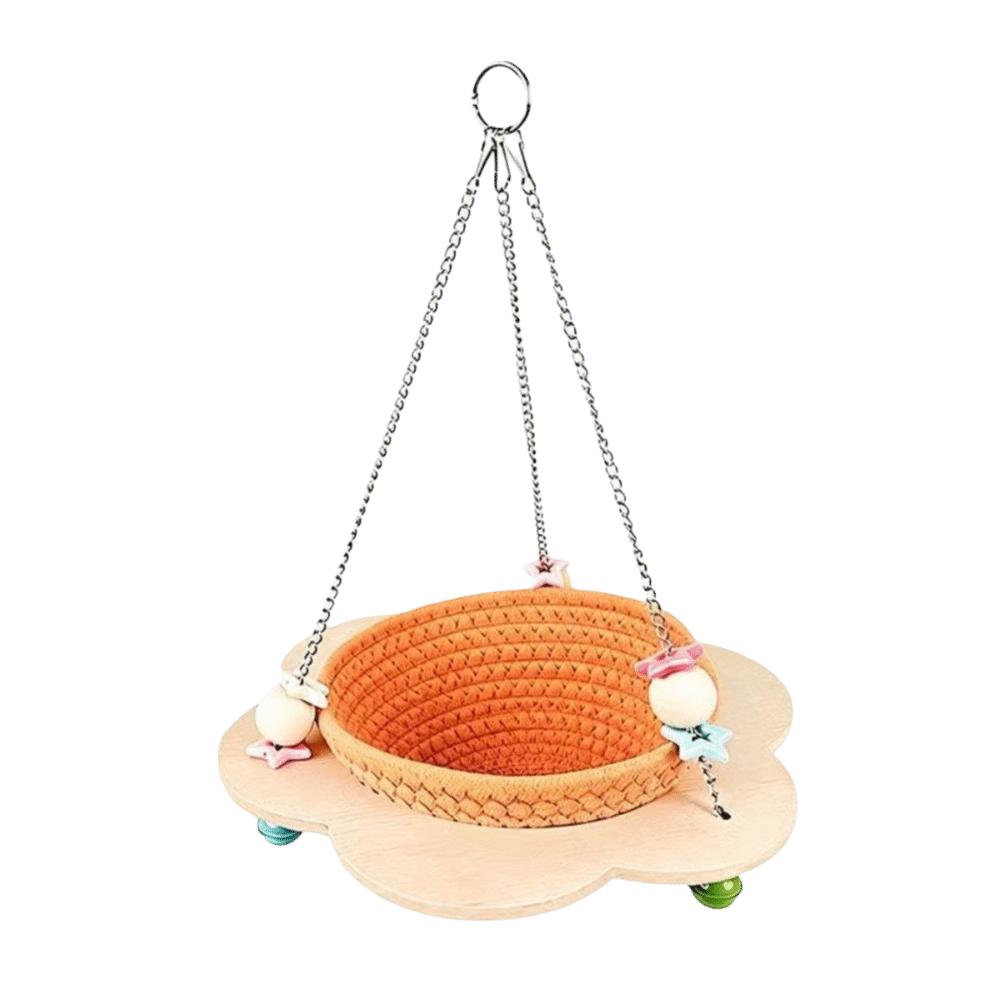 Round Woven Bird Nest Cozy Hanging Bird Nest Parrot Bed Bird Sleeping Hut  Cage Accessories S оранжевый