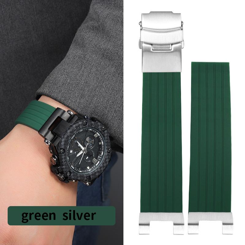 Modified Silicone Strap for Casio GSHOCK GST-B100 GST-S130/W300/400G/W110/S120 Diving Sport Wristband with Stainless Steel Adapt
