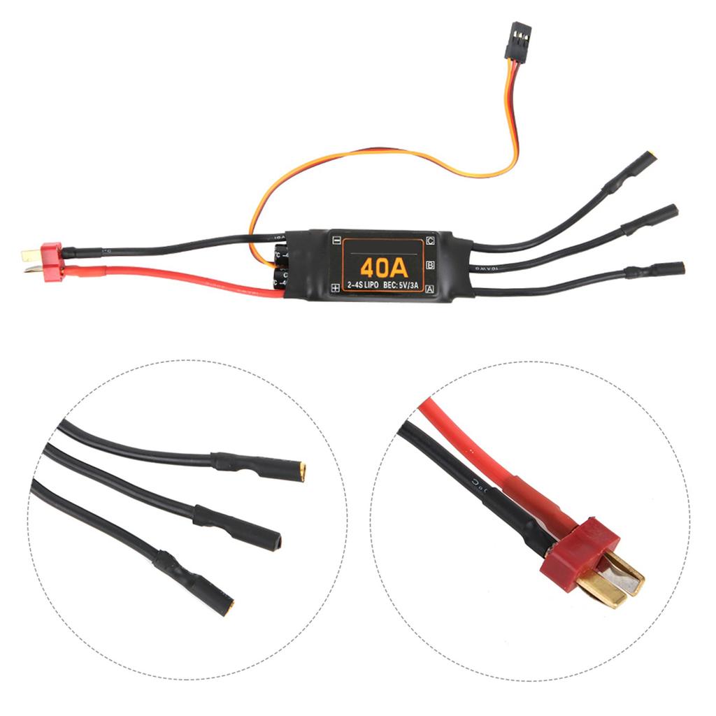 40A Speed Controller Brushless ESC RC Drone Helicopter FPV Parts AccessoriesBlack