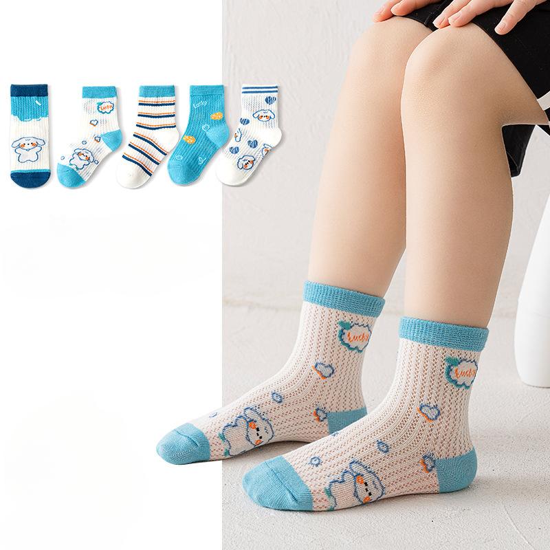 

5 пар/лот, детские хлопковые носки, милые ультратонкие повседневные сетчатые мягкие весенне-летние детские носки для маленьких мальчиков и девочек-подростков 3-5Y