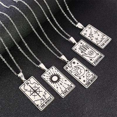 Náhrdelníky Moon Sun Sign Nerezová ocel Amulet štěstí Náhrdelník Major Arcana Esoterika Šperky