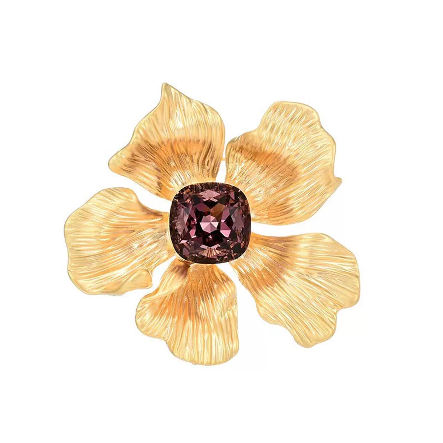 Bo Xin Yun High-End Retro Crystal Five-Petal Flower Brooch - Designer Lapel Pin
