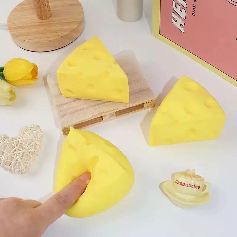 1Pcs Simulation Cheese Shaped Squishy Toy Soft Elastic Stress Relief For Kids Adults Office Home Daily Relaxation