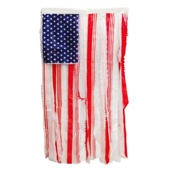 Patriotic Decorations Wreath & Flag Banner, 3D Star Hanging Ornaments for Front Door, Weatherproof Porch Hanging, Outdoor Wall Sign for Independence