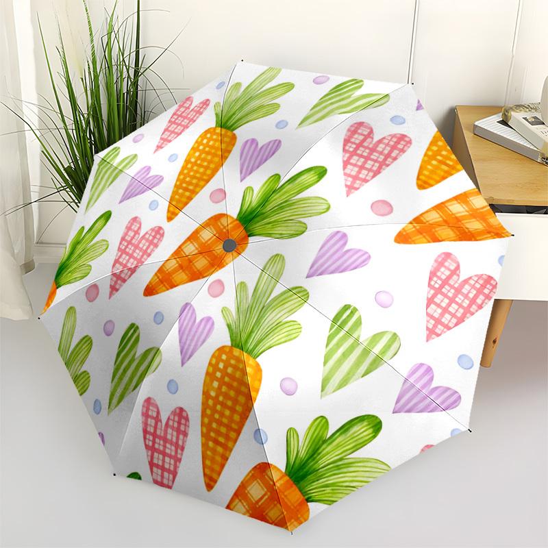 

1pc Carrot Heart Automatic Open/close Folding Umbrella, Compact Portable Travel Umbrella, Cute Umbrella, Durable Construction yy260328032