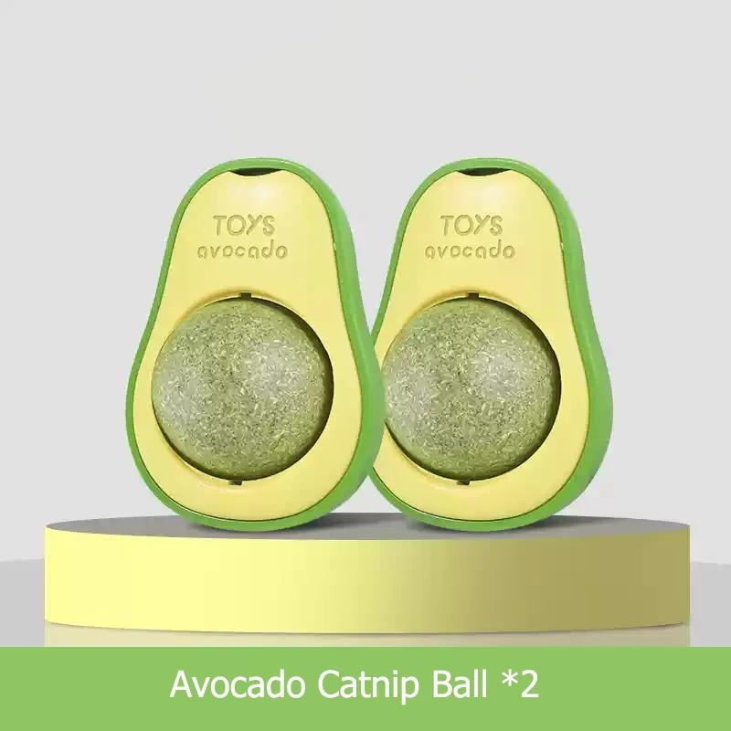 Natural Catnip  Rotatable Wall Stick-on Ball Cats Teeth Cleaning Avocado Shaped Cute cat Toys Mint Ball Bionic Fun Healthy Gut