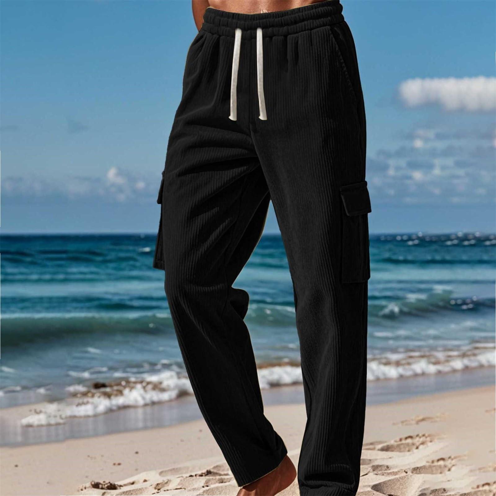 

Мужская вельветовая сезонная тонкая дышащая рабочая одежда с множеством карманов и свободными повседневными широкими брюками XXXL