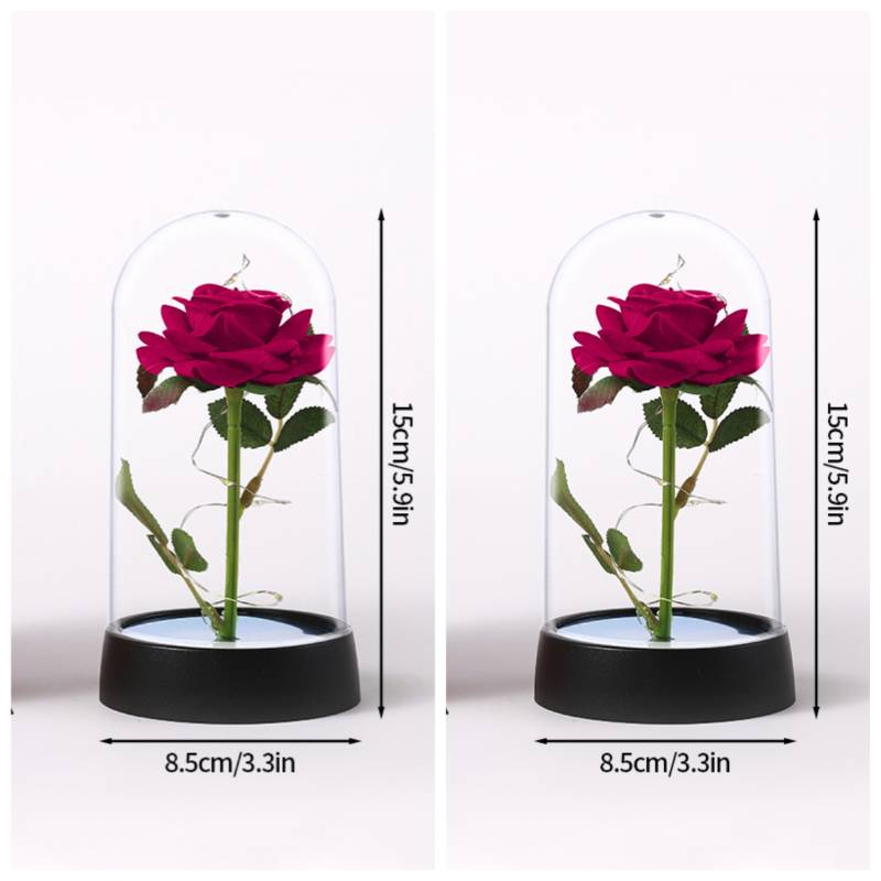 Eternal Rose in Glass Dome Desk Accessorie Artificial Flower Glow LED Roses Flores Eternas Birthday Christmas Gifts Room Decor