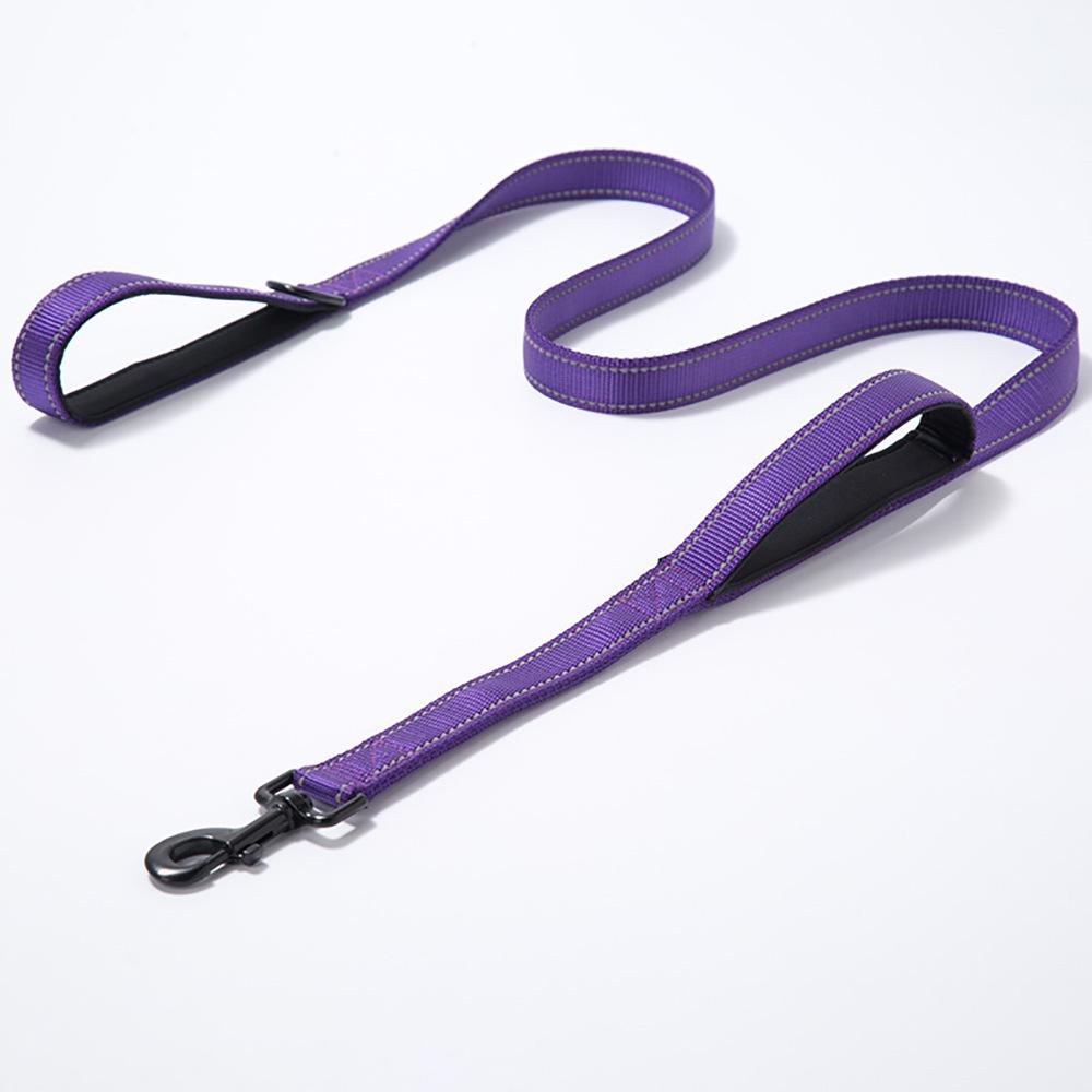Reflective Explosion-Proof Shock-Absorbing Double-Handle Leash for Large Dogs