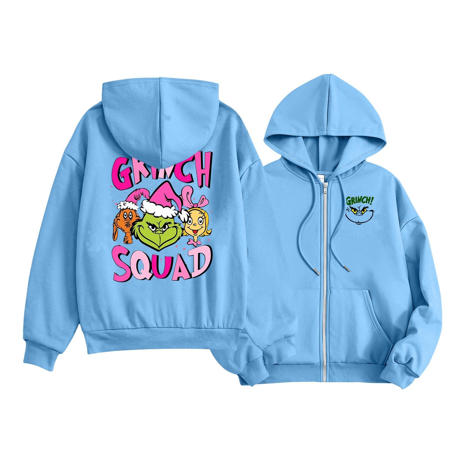 

Kids Fashion Lightweight Long Sleeve Zipper Hoodie Christmas Printed Hoodie With Pockets 160