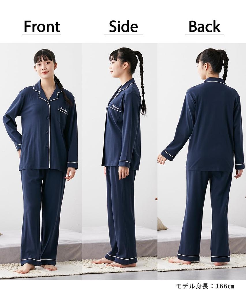 Nissen Pajama and Loungewear Soft Smooth Shirt Size 5L Women's Set, 100% Cotton, Pajamas, Navy,