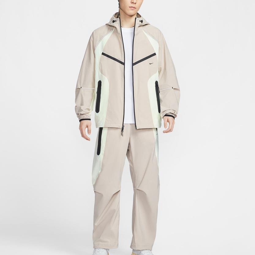 Nike Tech Dri-FIT Gewebte Color-Block Windrunner Jacke Creme Volt Schwarz IU7497-236