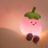 LED Cute Night Light for Kids, Soft Silicone Cartoon Night Lamp, Pink Eggplant Shape with Smile-Battery Powered Baby Night Light