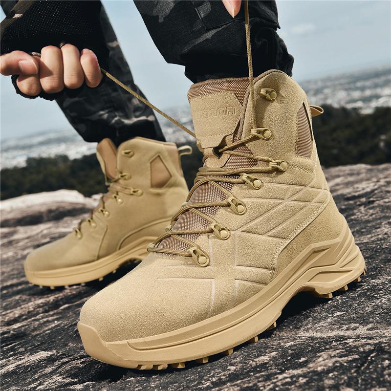 Outdoor Men Hiking Shoes Anti-slip Lace-up Breathable Wear-resistant High-top Boots Men Lace-up Low-top Casual Sports Shoes Men